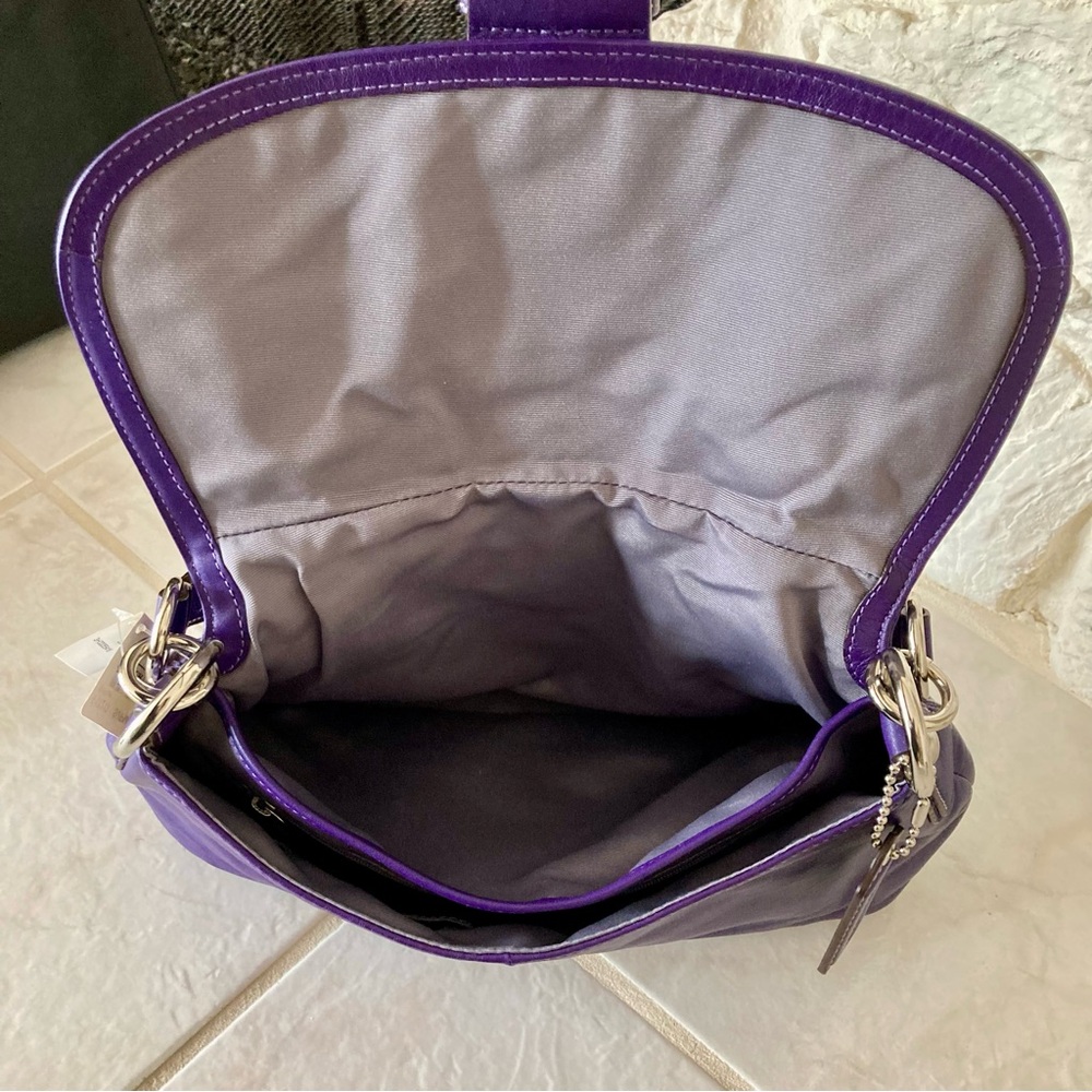 NWT Coach F17217 Vintage Purple Pleated Soho Leather w/Buckle Shoulder Bag - Picture 12 of 15